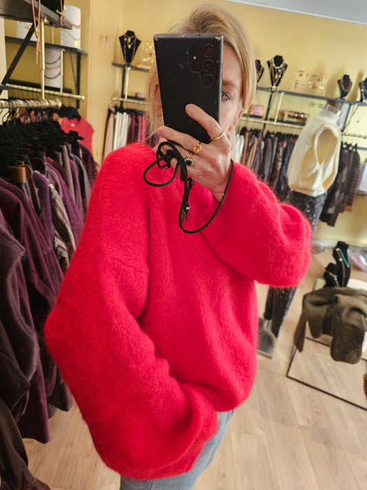 Pull rouge kid mohair
