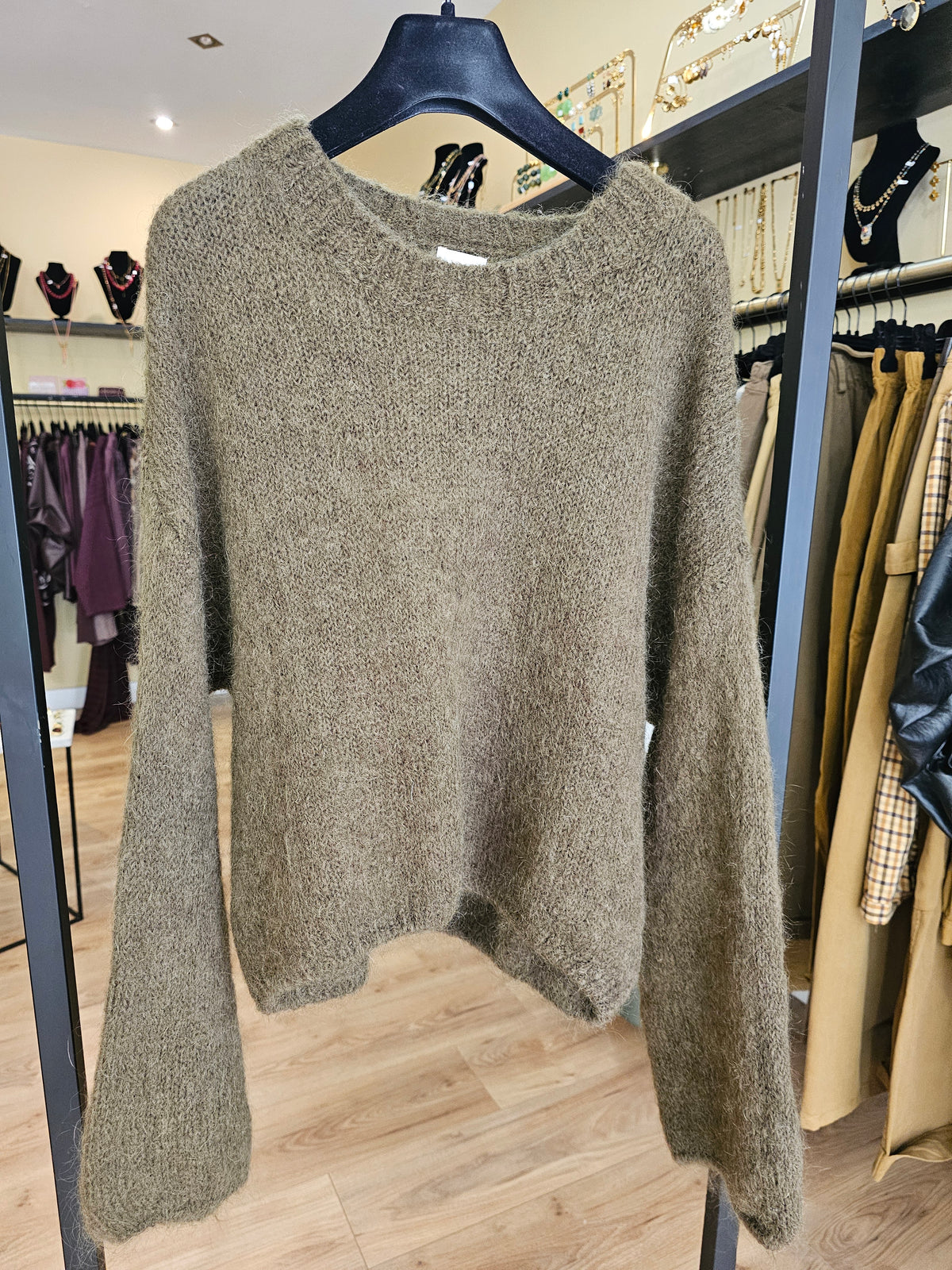 Pull kaki kid mohair