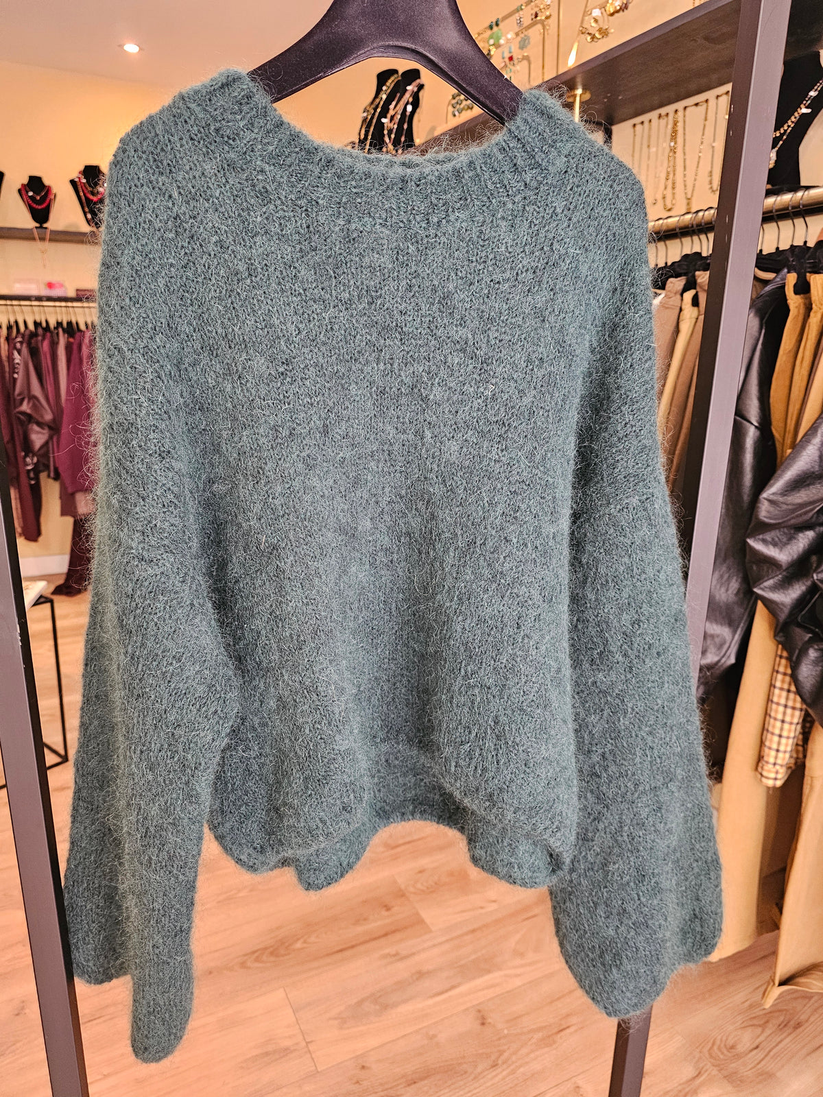 Pull vert kid mohair