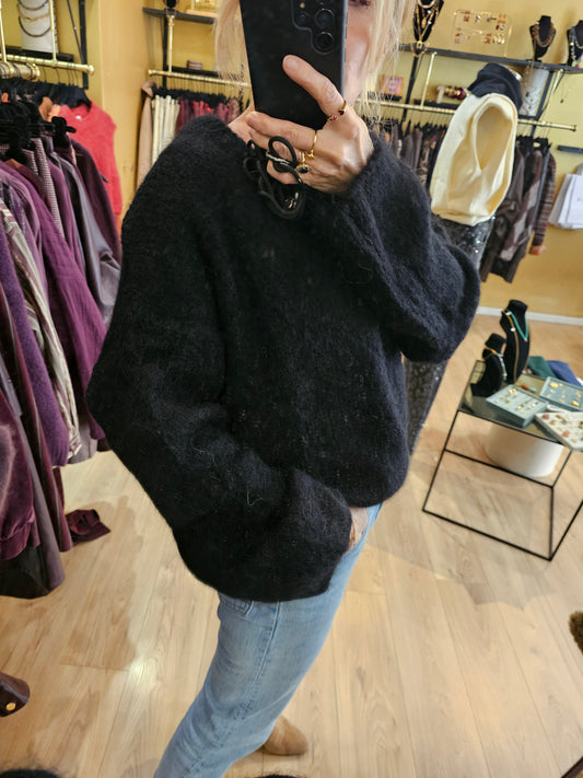 Pull noir kid mohair