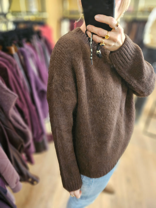 Pull large kid mohair marron