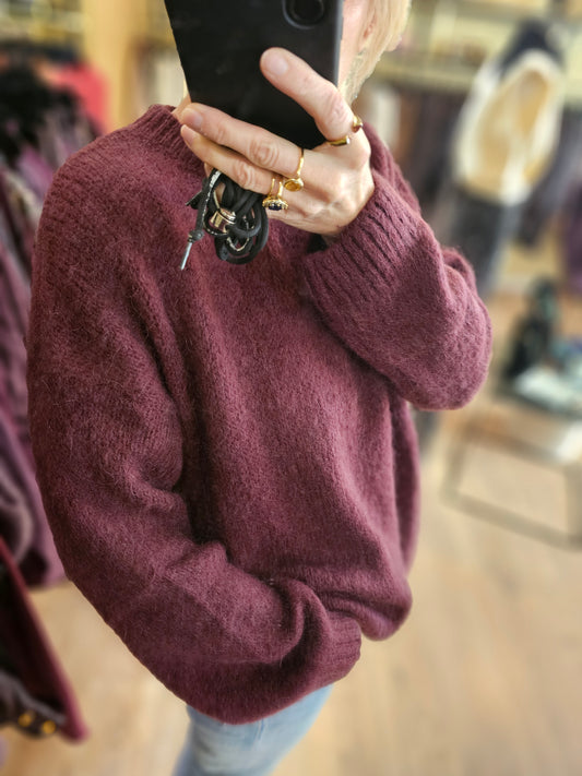 Pull large kid mohair bordeaux