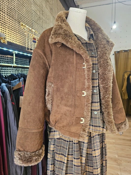 Blouson effet peau lainée