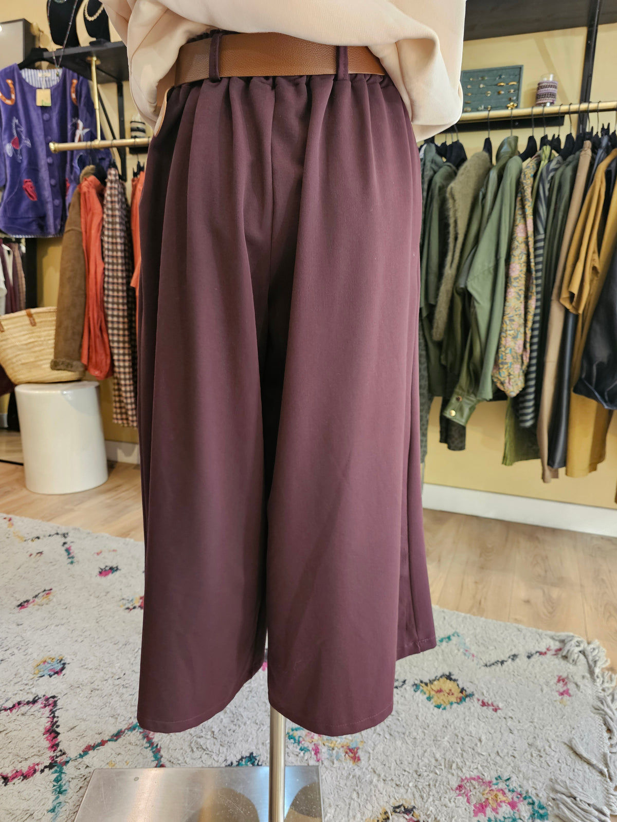 Pantalon large prune
