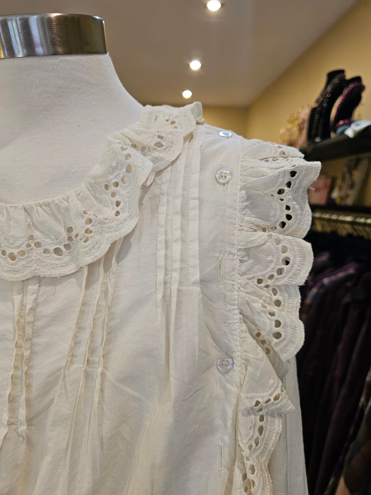 Blouse ecrue col brodé Johanna Paris