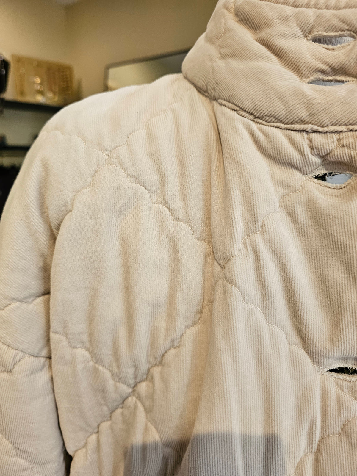 Veste ecrue en velours milleraie Johanna Paris