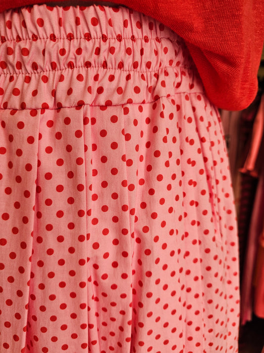 Jupe rose à pois rouge johanna paris