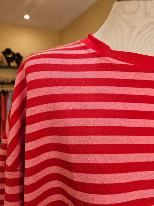 Tshirt rayé rouge et rose