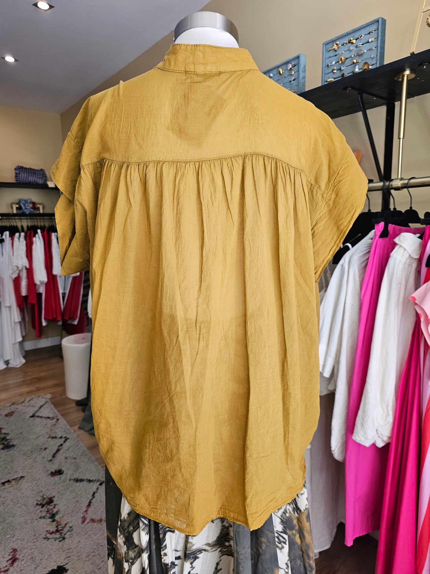 Top en voile de coton moutarde Johanna Paris