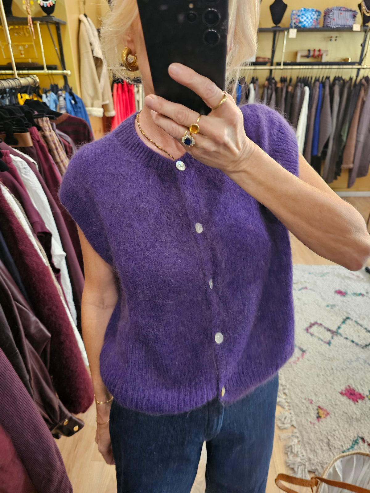 Gilet debarder violet en mohair