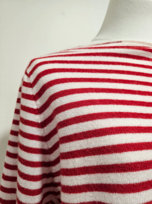 Pull marinière rouge et ecru