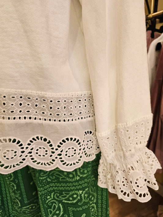 Sweat blanc et dentelle Johanna Paris