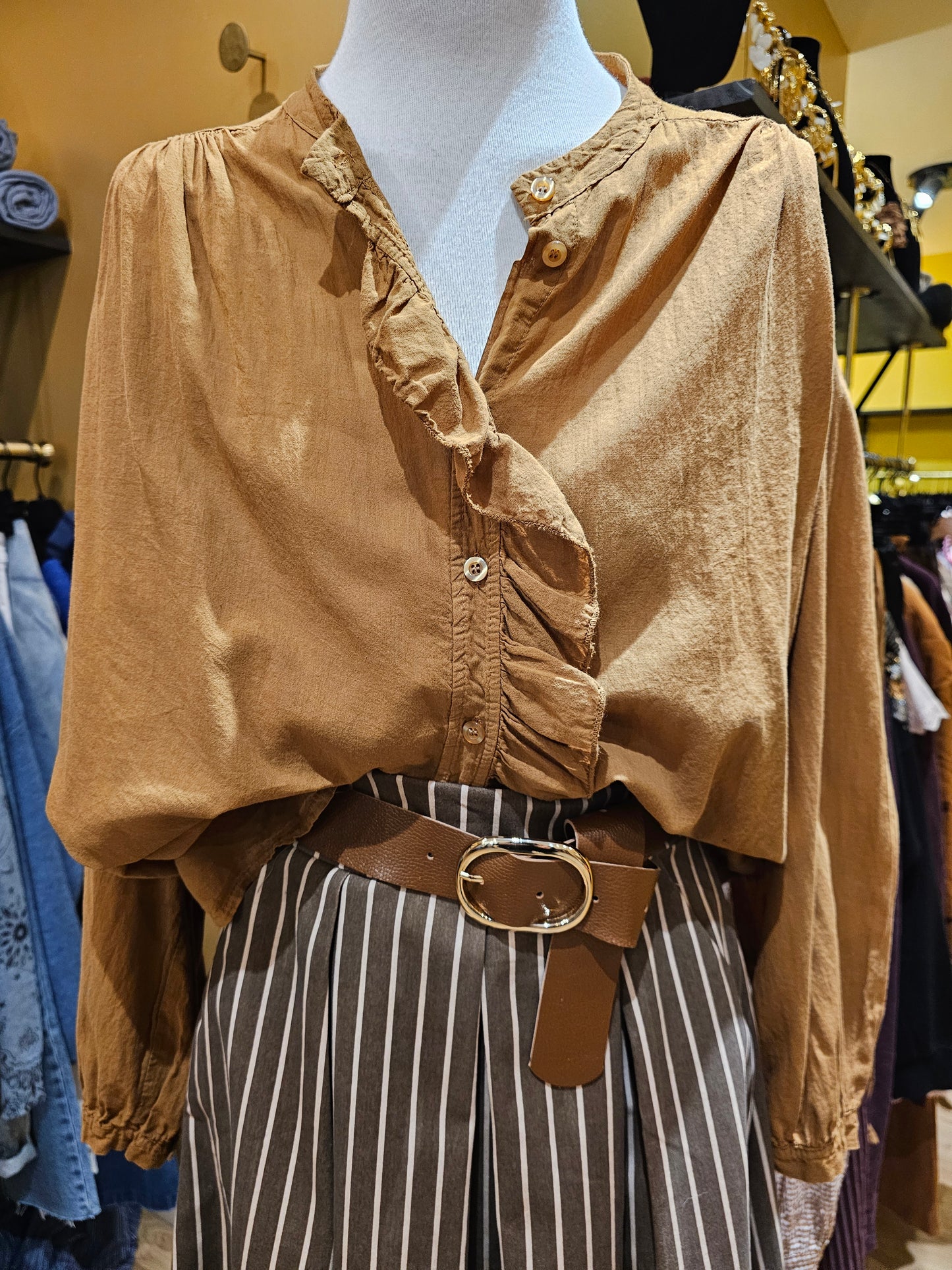 Jupe rayée chocolat Johanna Paris