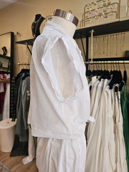 Top en voile de coton blanc