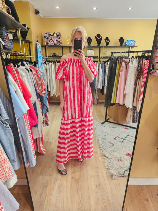 Robe rayée rose et rouge Johanna Paris