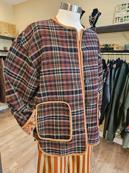 Veste à carreaux doublure bandana Johanna Paris