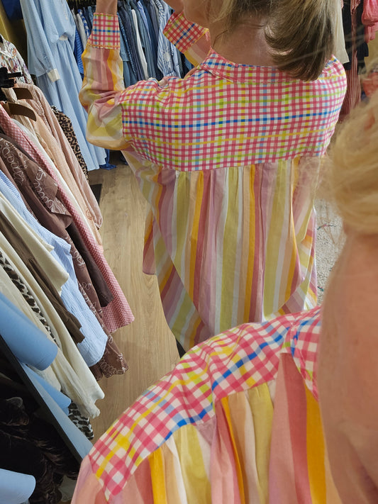 Blouse rayée brodée