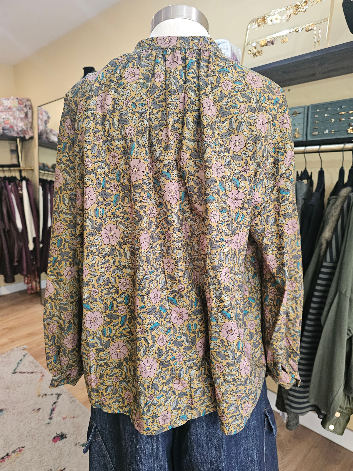 Chemise fleurie kaki Johanna Paris