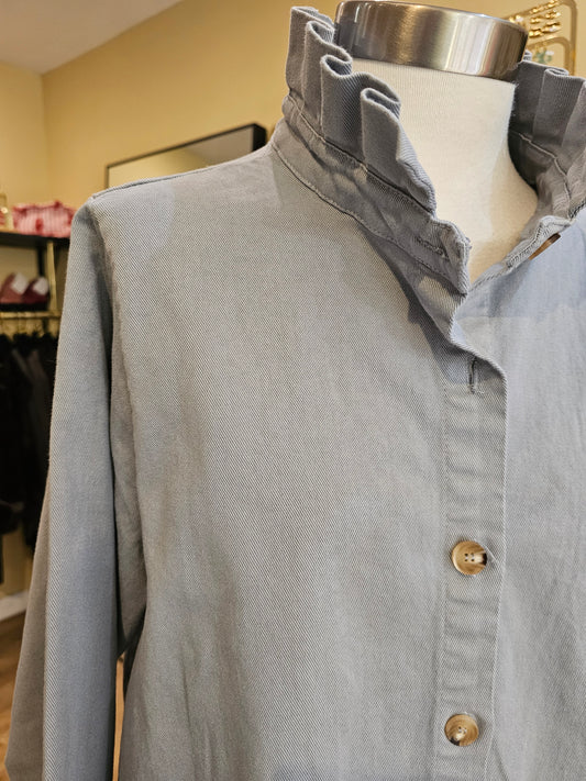 Chemise col victorien bleu gris Johanna Paris