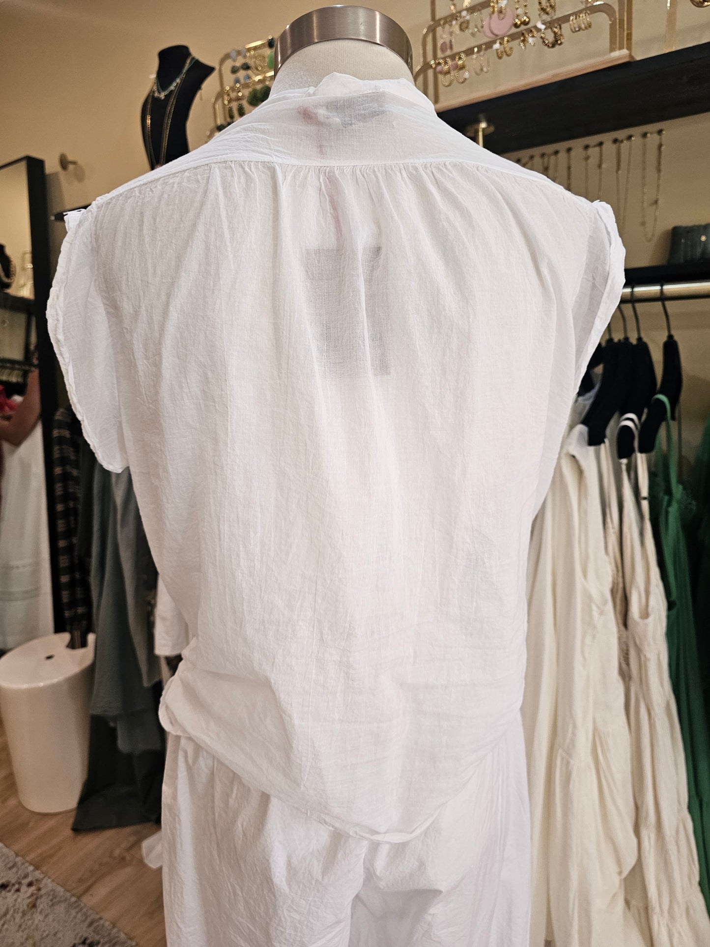 Top en voile de coton blanc