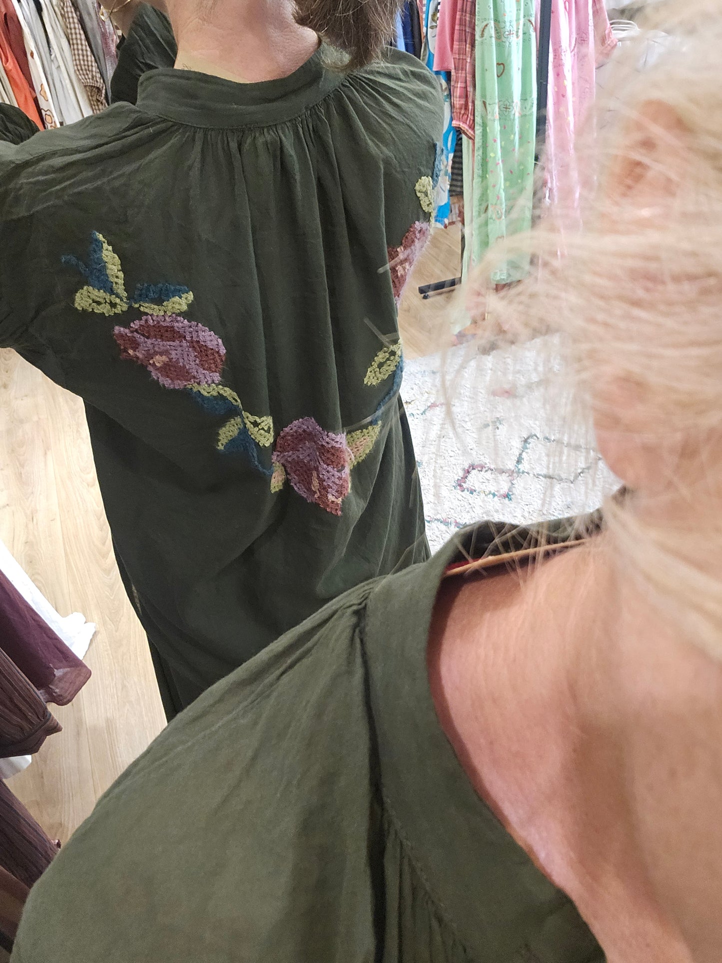Chemise brodée kaki Johanna paris