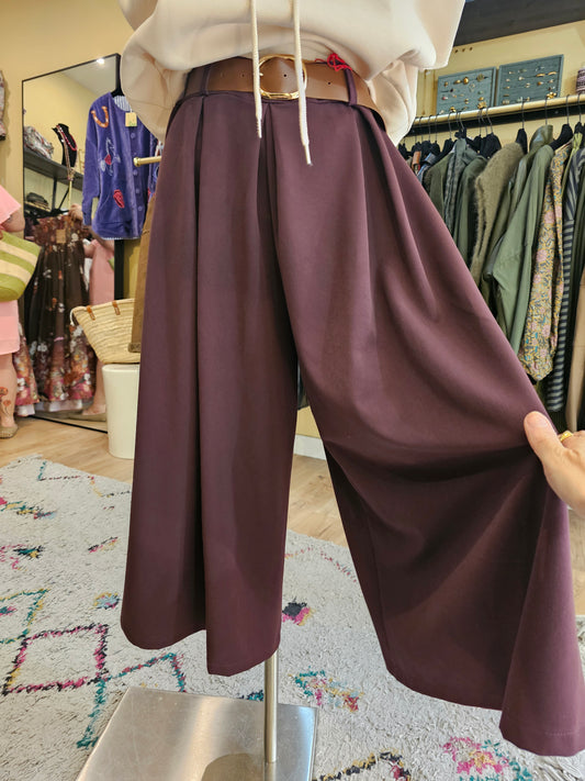 Pantalon large prune