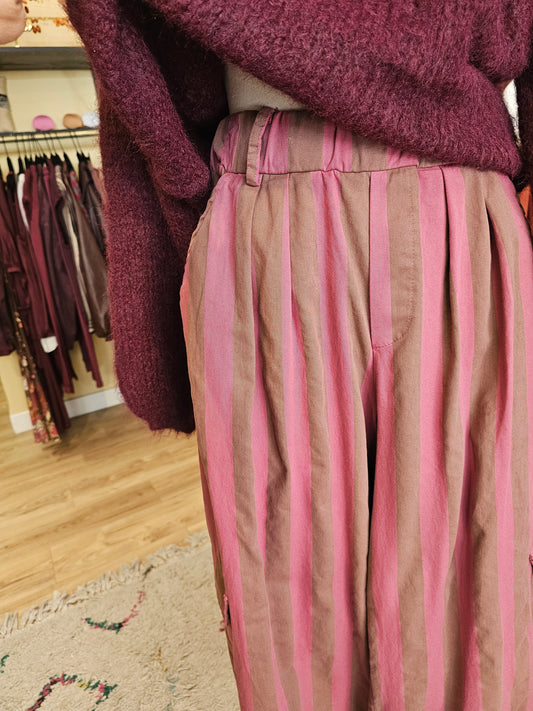 Pantalon rayé cargo johanna paris