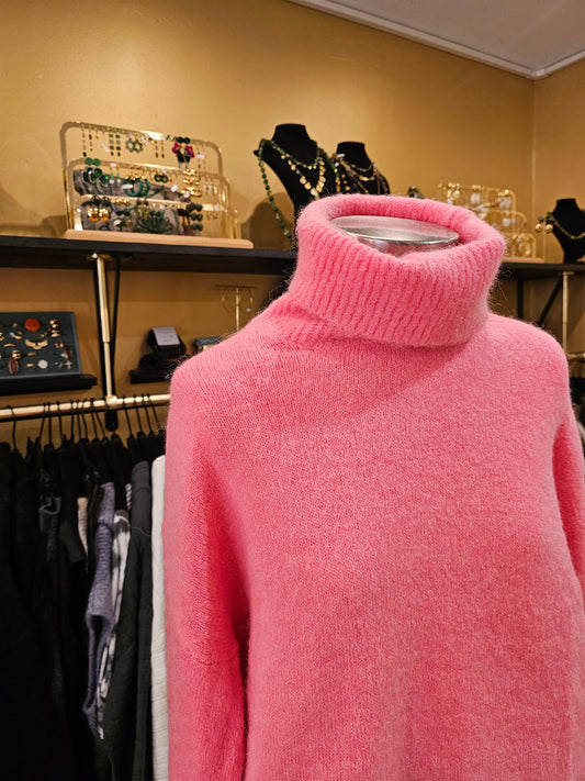 Pull col roulé rose Johanna Paris