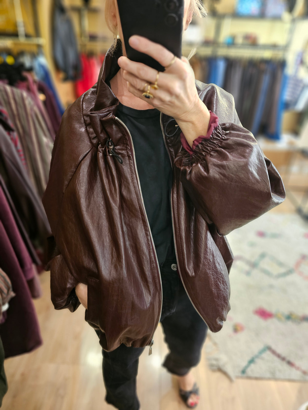 Blouson en simili prune johanna paris