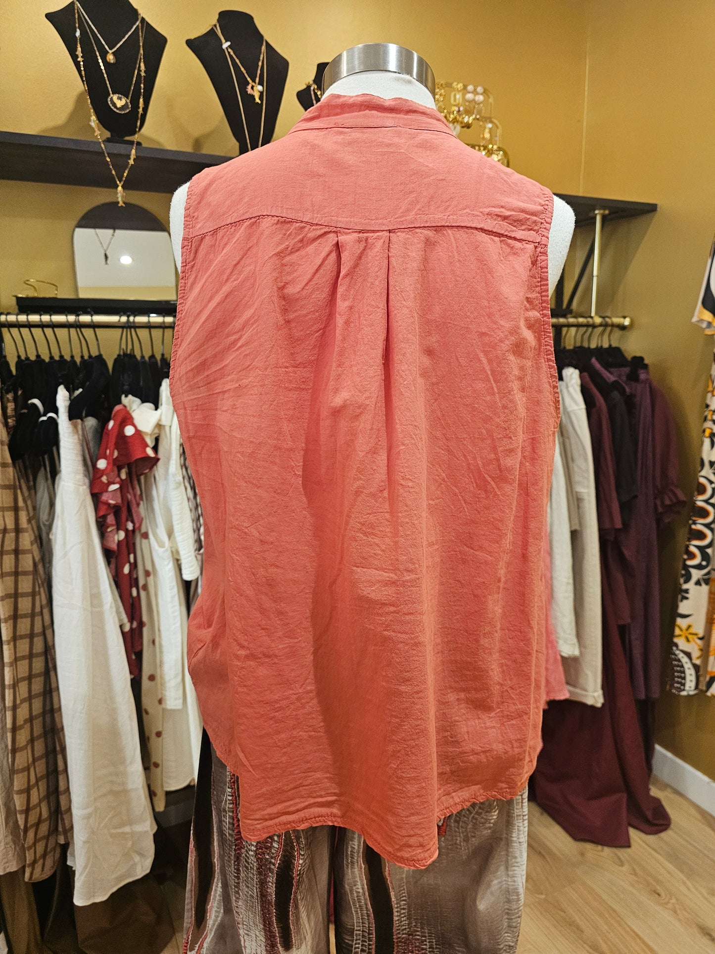 Top corail en voile de coton johanna paris
