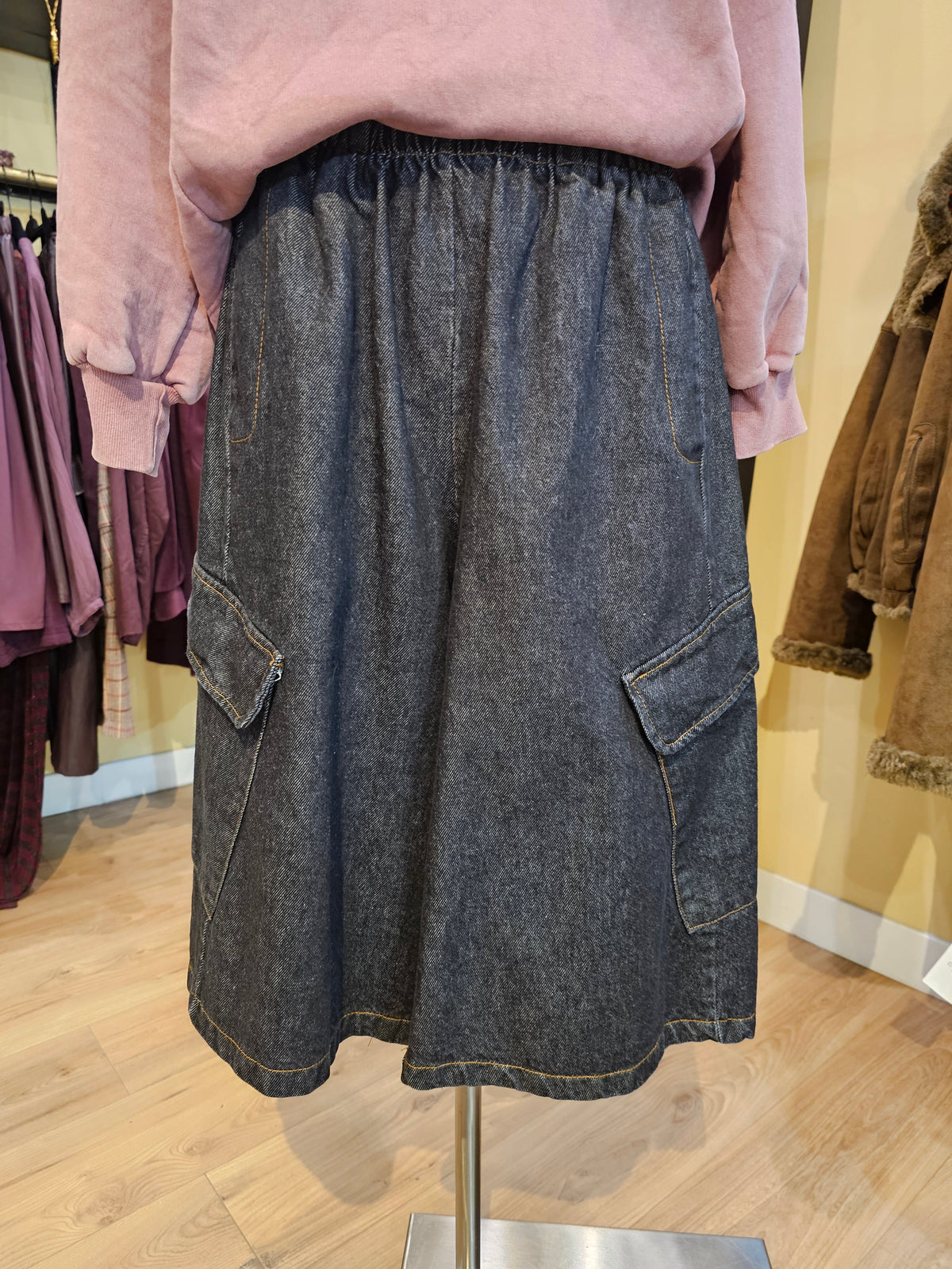 Bermuda cargo en jean anthracite Johanna Paris