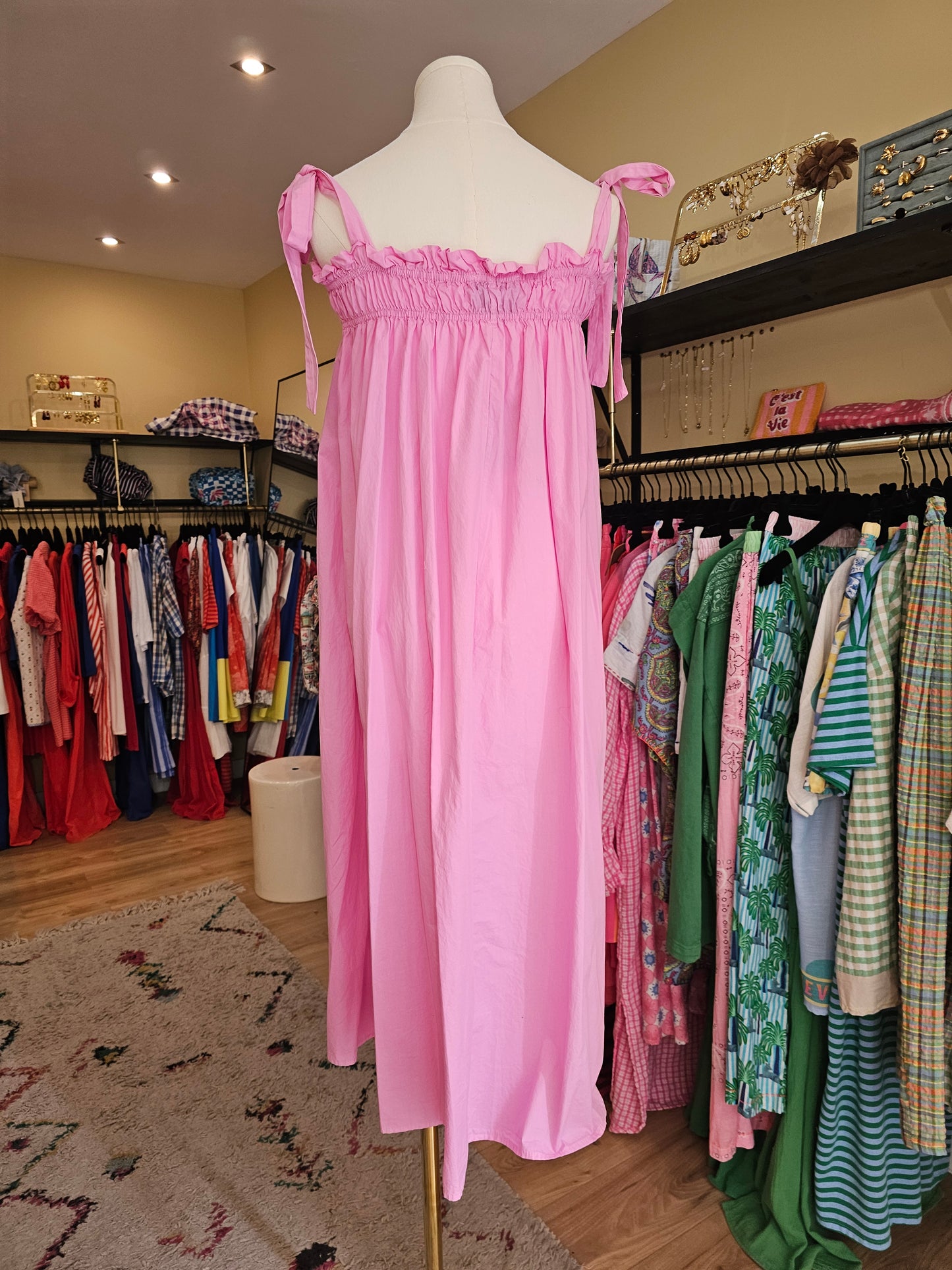 Robe rose à bretelles en coton johanna Paris