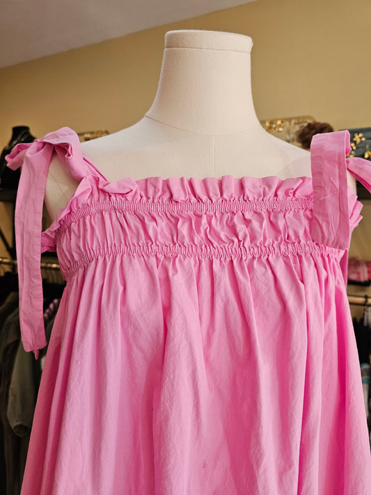 Robe rose à bretelles en coton johanna Paris