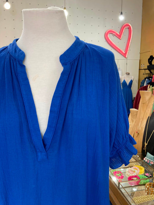 Robe voile de coton bleu roi Johanna paris
