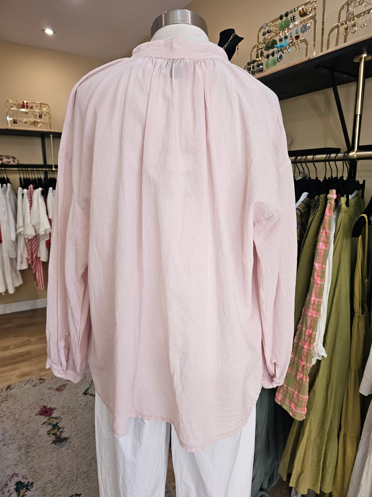 Chemise rose en voile de coton johanna Paris
