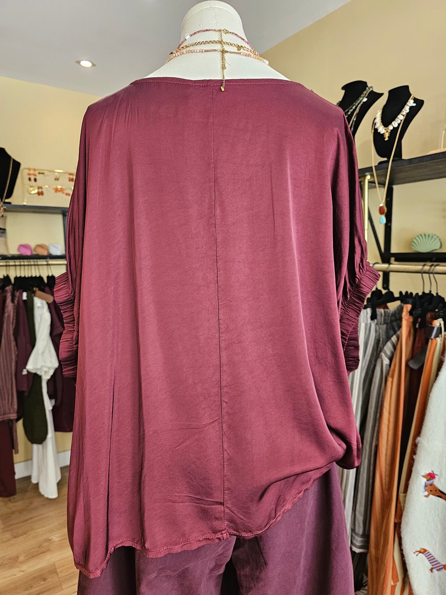 Top prune viscose et soie