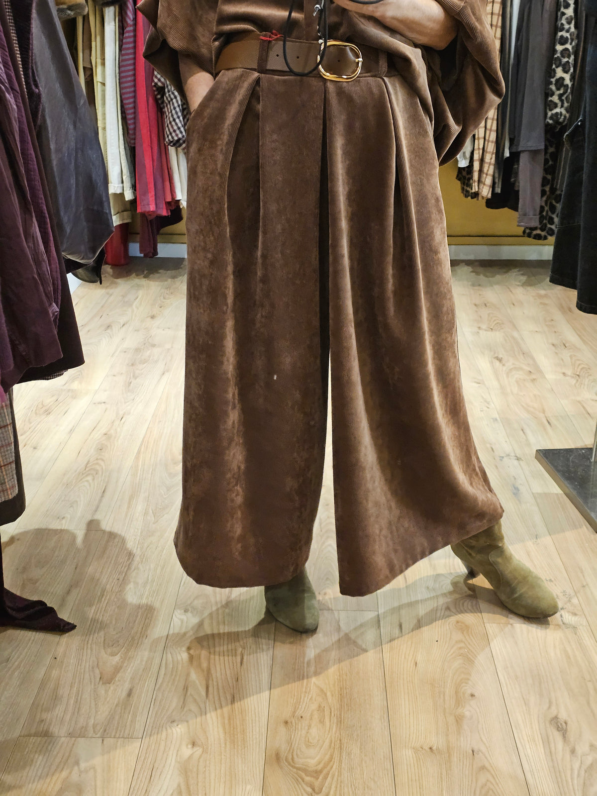 Pantalon jupe culotte chocolat Johanna Paris