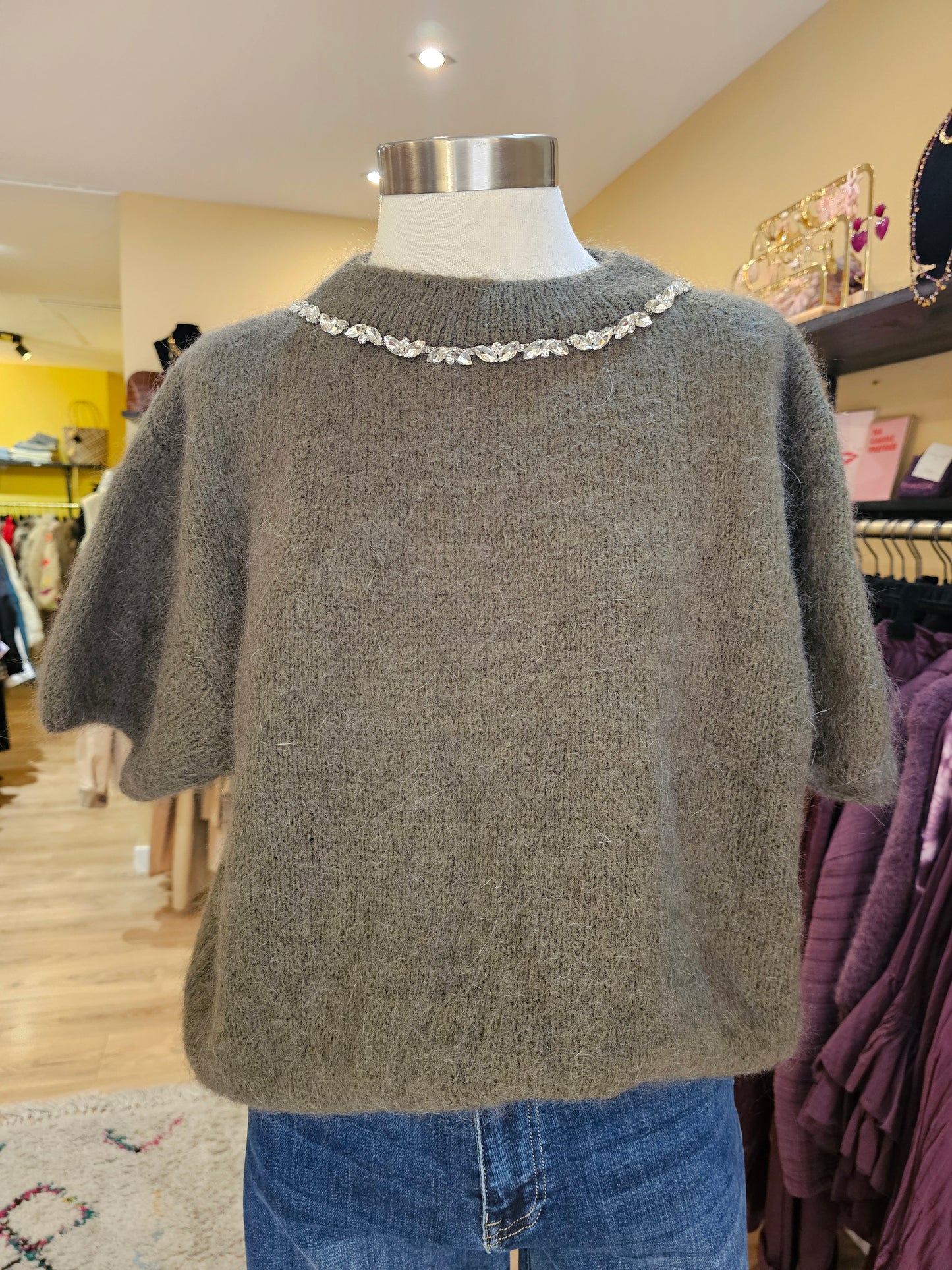 Pull vert strass Johanna Paris