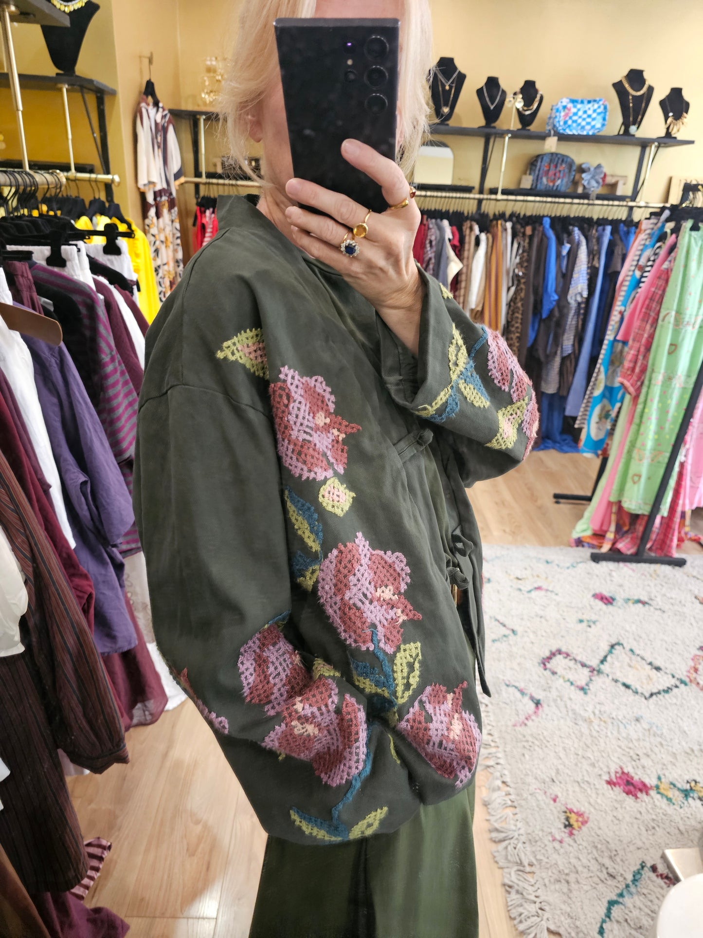 Veste brodée kaki Johanna paris