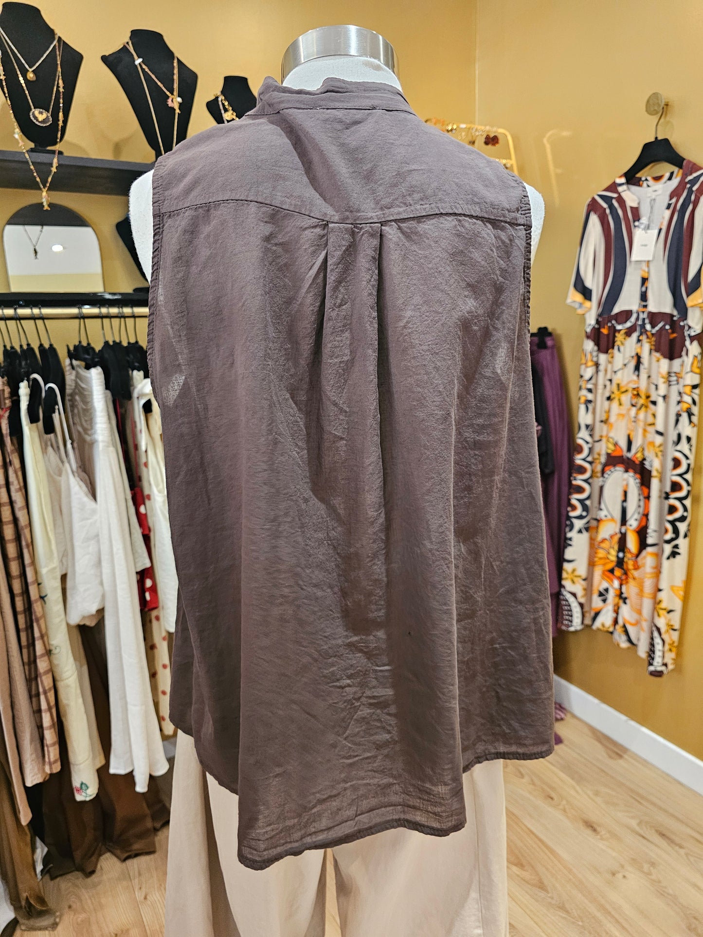 Debardeur en voile de coton marron Johanna Paris
