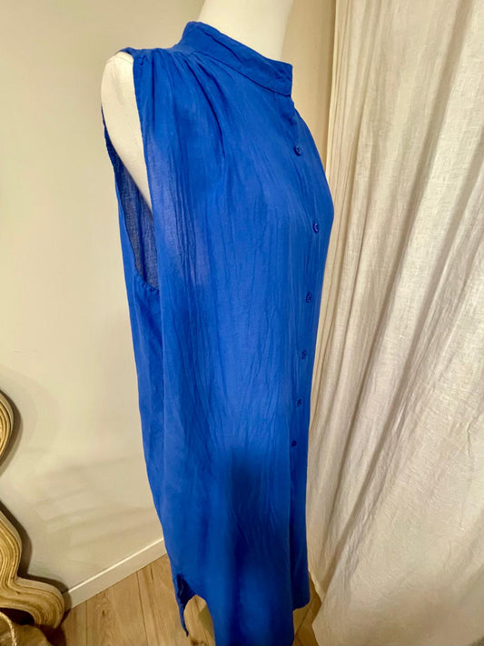 Robe en voile de coton bleu roi Johanna paris