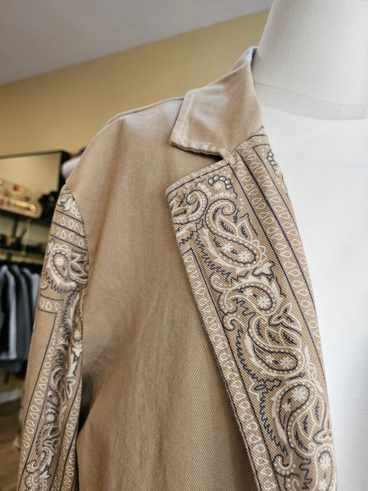 Veste oversize bandana beige