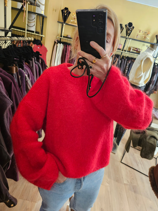 Pull rouge kid mohair