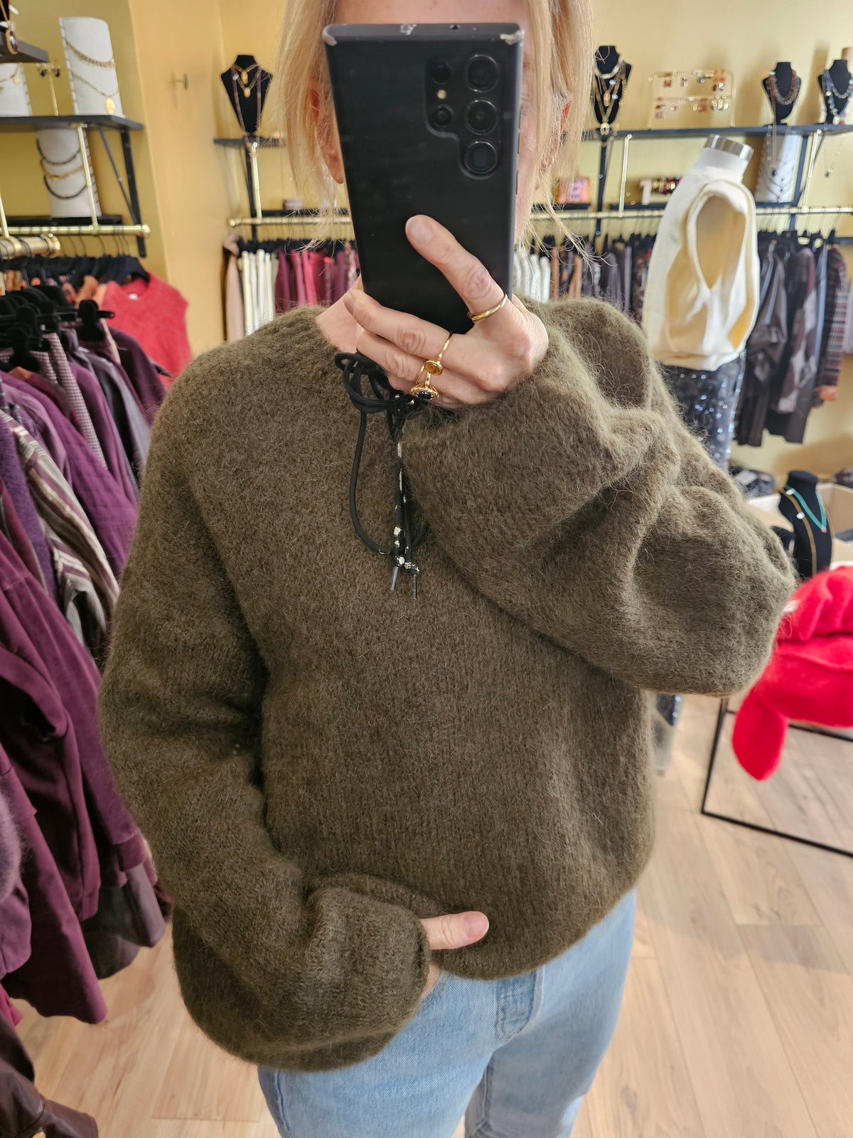 Pull kaki kid mohair