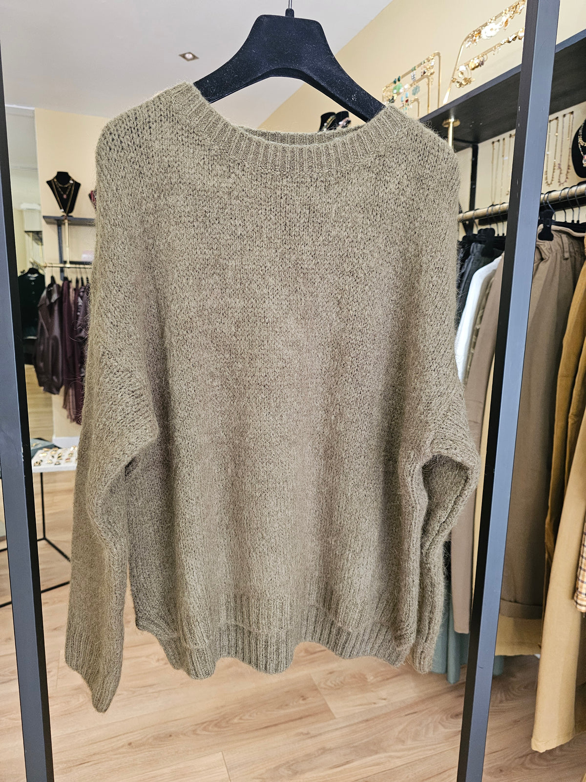 Pull large kaki mohair