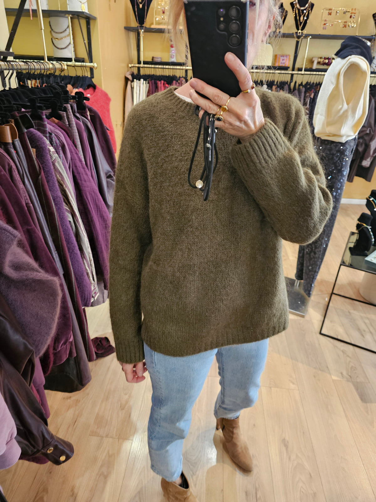 Pull large kaki mohair