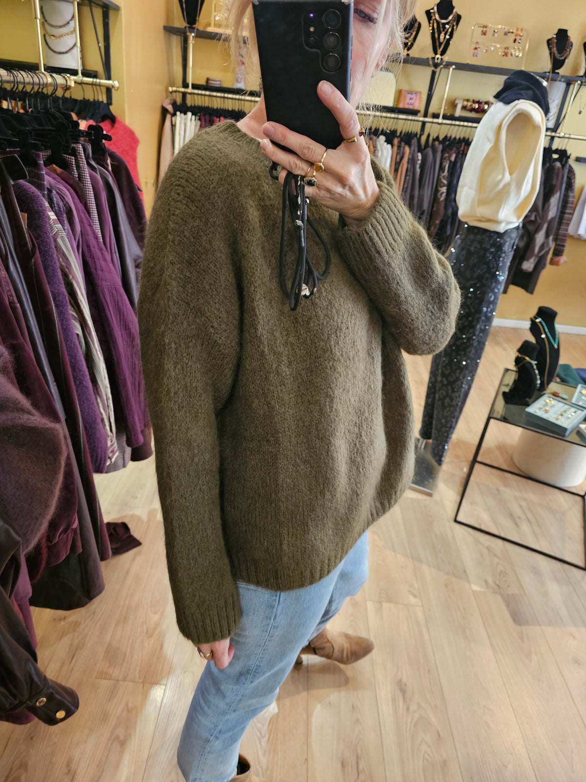 Pull large kaki mohair