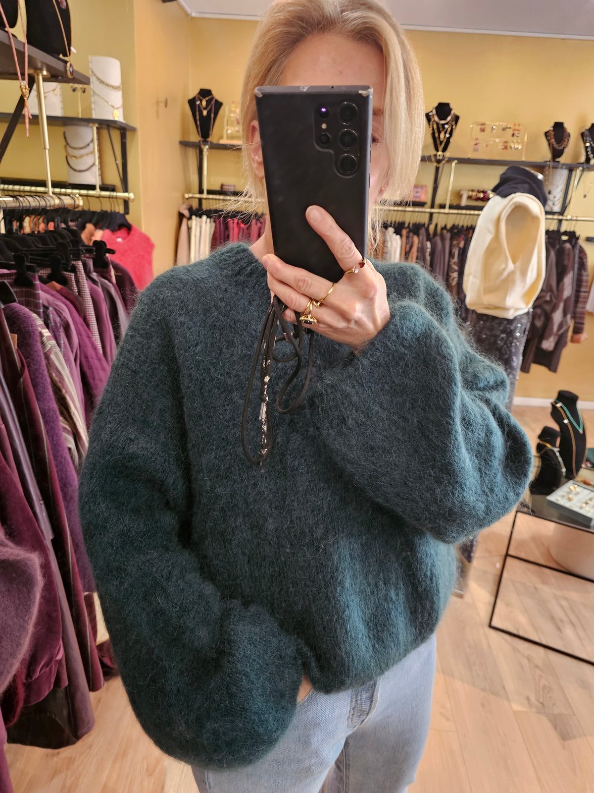 Pull vert kid mohair