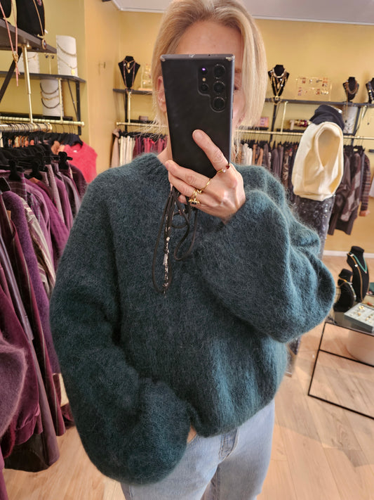 Pull vert kid mohair