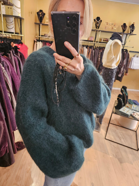 Pull vert kid mohair